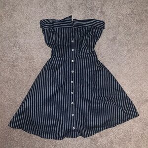 She & Sky Navy Nautical Strapless Dress - Small